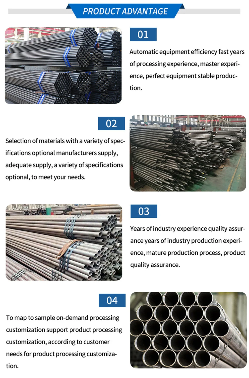 API 5L Psl1/2/ASTM A53/A106 Gr. B/JIS DIN/A179/A192/A333 X42/X52/X56/X60/65 X70 Stainless/Black/Galvanized/Round Seamless/Welded Carbon Steel Pipe